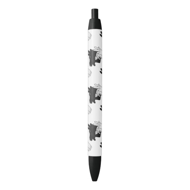 Hand Silhouette Billy Goat Grey Black Ink Pen (Front Vertical)