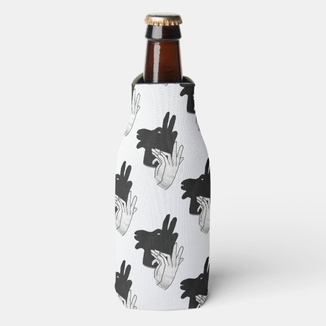 Hand Silhouette Billy Goat Grey Bottle Cooler (Bottle Front)