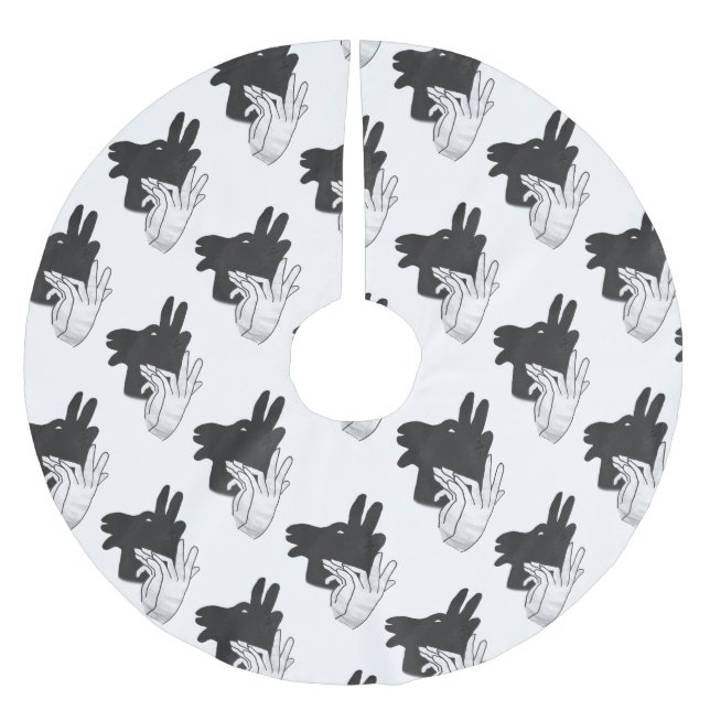 Hand Silhouette Billy Goat Grey Brushed Polyester Tree Skirt (Front)