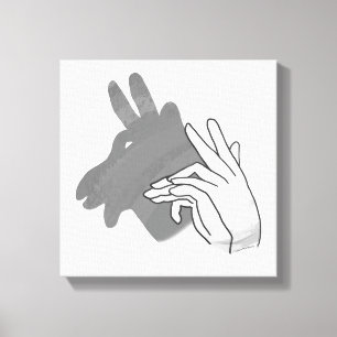 Hand Silhouette Billy Goat Grey Canvas Print