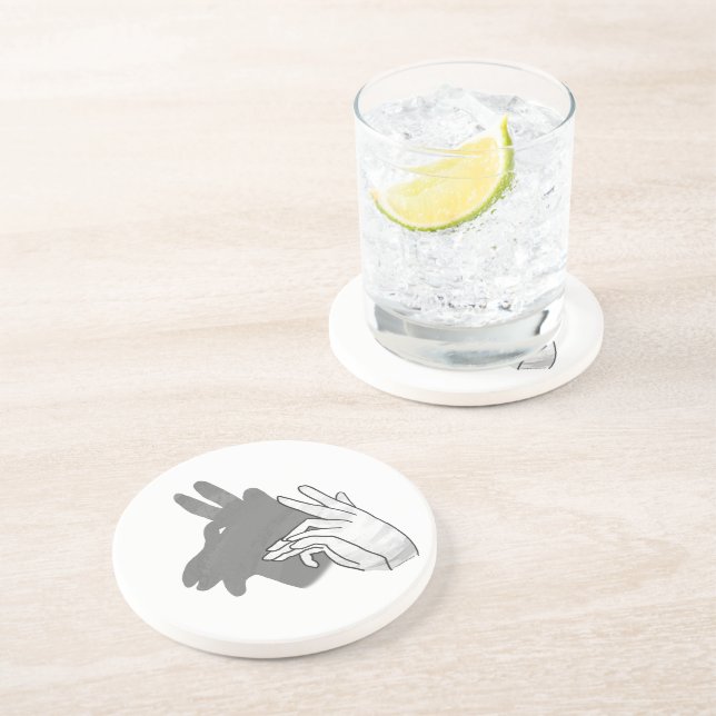 Hand Silhouette Billy Goat Grey Coaster (Side)