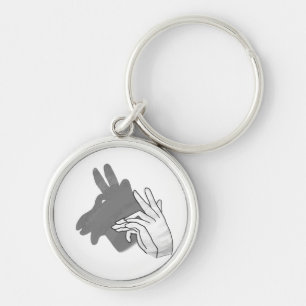 Hand Silhouette Billy Goat Grey Key Ring