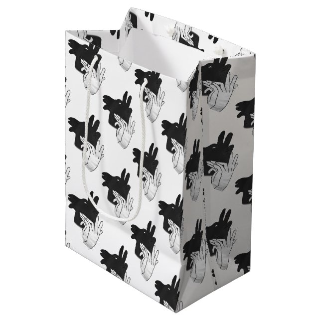 Hand Silhouette Billy Goat Grey Medium Gift Bag (Front Angled)