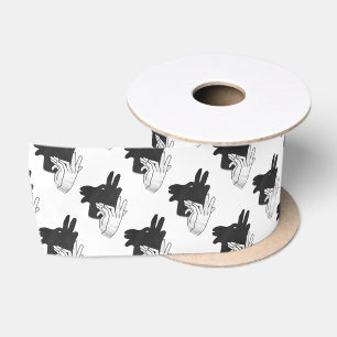 Hand Silhouette Billy Goat Grey Satin Ribbon