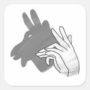 Hand Silhouette Billy Goat Grey Square Sticker