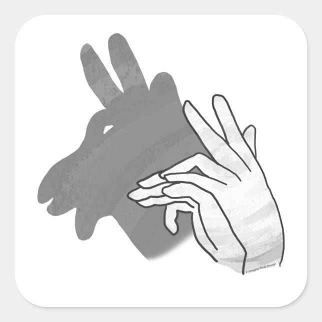 Hand Silhouette Billy Goat Grey Square Sticker (Front)