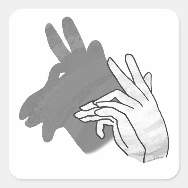 Hand Silhouette Billy Goat Grey Square Sticker (Front)