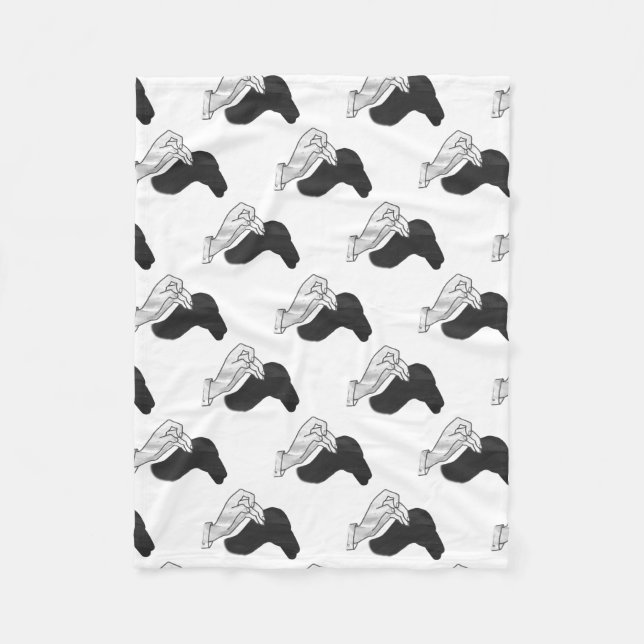 Hand Silhouette Camel Fleece Blanket (Front)