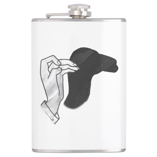 Hand Silhouette Camel Hip Flask (Front)