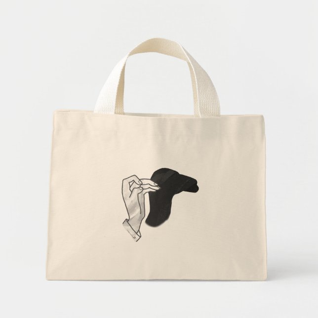 Hand Silhouette Camel Mini Tote Bag (Front)