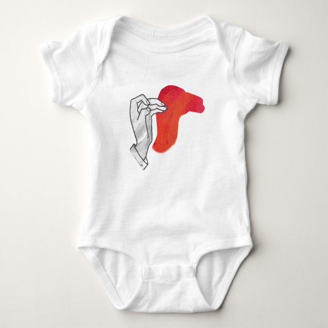 Hand Silhouette Camel Red Baby Bodysuit (Front)