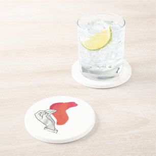 Hand Silhouette Camel Red Coaster