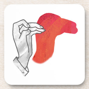 Hand Silhouette Camel Red Coaster
