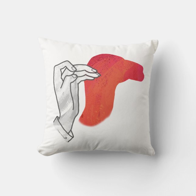 Hand Silhouette Camel Red Cushion (Front)