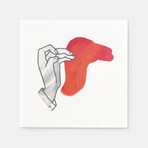 Hand Silhouette Camel Red Napkin