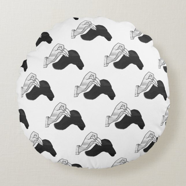 Hand Silhouette Camel Round Cushion (Front)