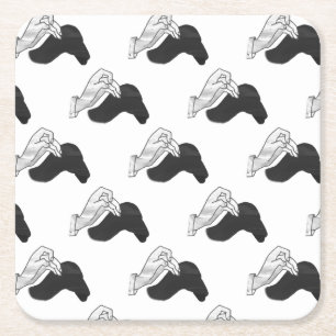 Hand Silhouette Camel Square Paper Coaster