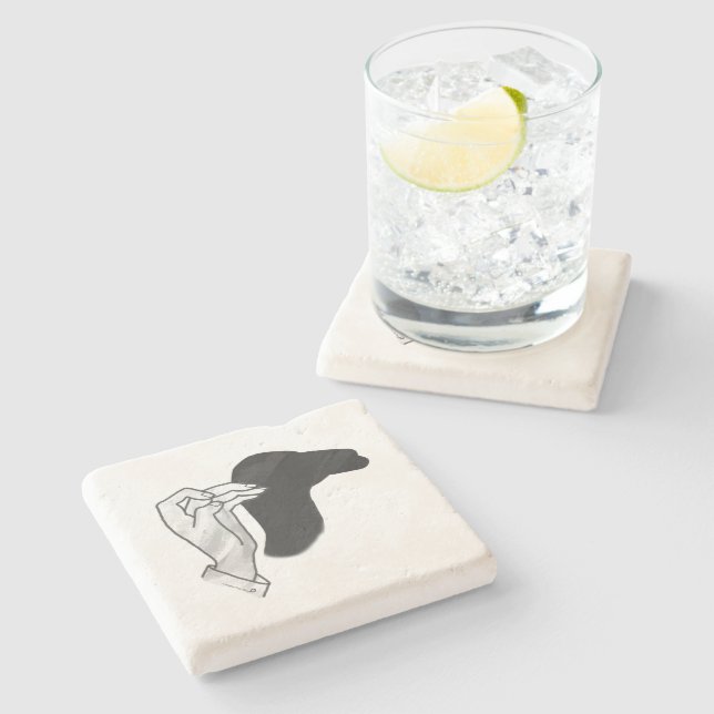 Hand Silhouette Camel Stone Coaster (Side)