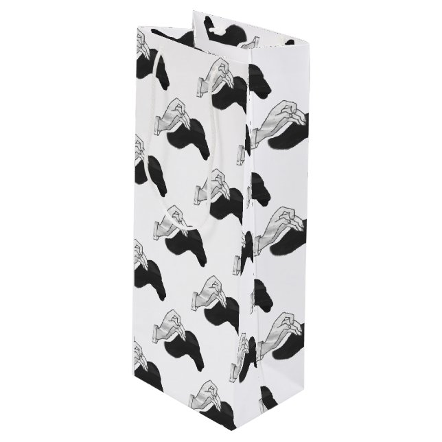 Hand Silhouette Camel Wine Gift Bag (Front Angled)