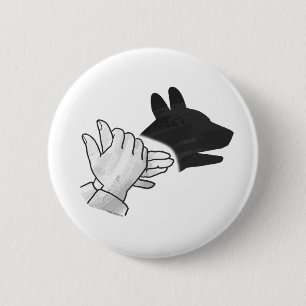 Hand Silhouette Dog 6 Cm Round Badge