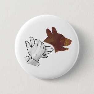 Hand Silhouette Dog Brown 6 Cm Round Badge