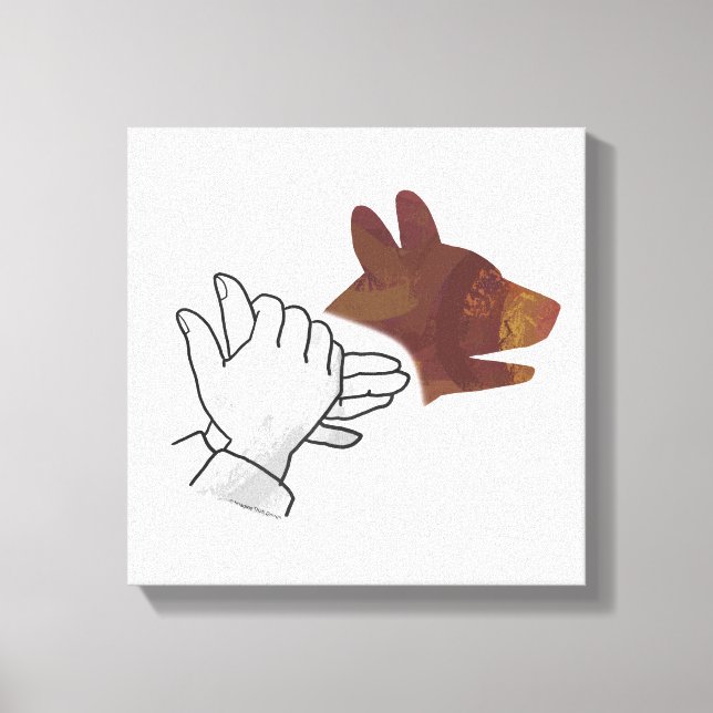 Hand Silhouette Dog Brown Canvas Print (Front)