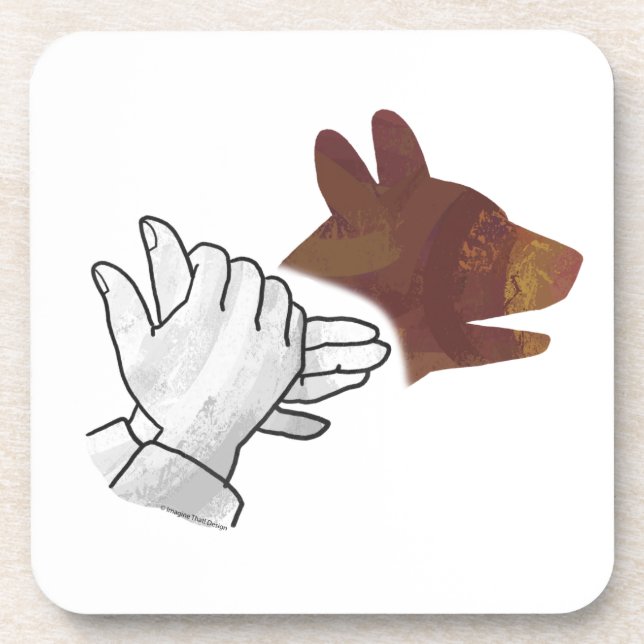 Hand Silhouette Dog Brown Coaster (Front)
