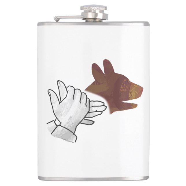 Hand Silhouette Dog Brown Hip Flask (Front)