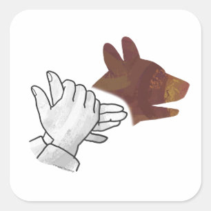 Hand Silhouette Dog Brown Square Sticker