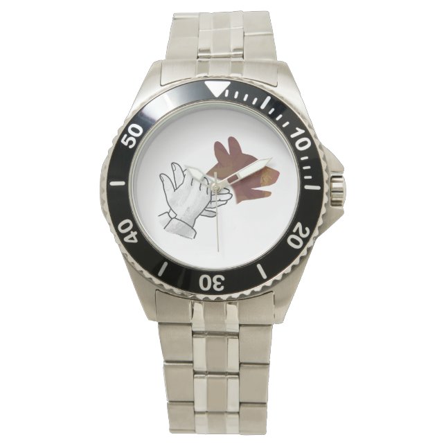 Hand Silhouette Dog Brown Watch (Front)