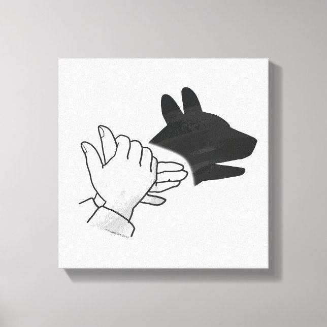Hand Silhouette Dog Canvas Print (Front)