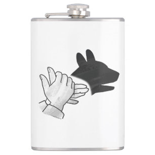 Hand Silhouette Dog Hip Flask