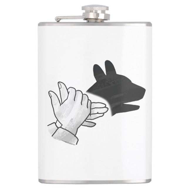 Hand Silhouette Dog Hip Flask (Front)