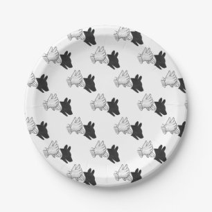 Hand Silhouette Dog Paper Plate