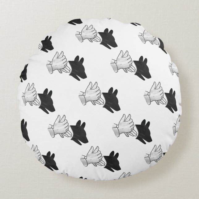 Hand Silhouette Dog Round Cushion (Front)