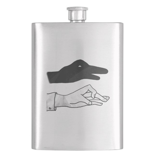 Hand Silhouette Duck Hip Flask (Front)