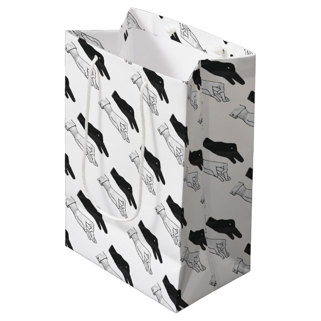 Hand Silhouette Duck Medium Gift Bag (Front Angled)