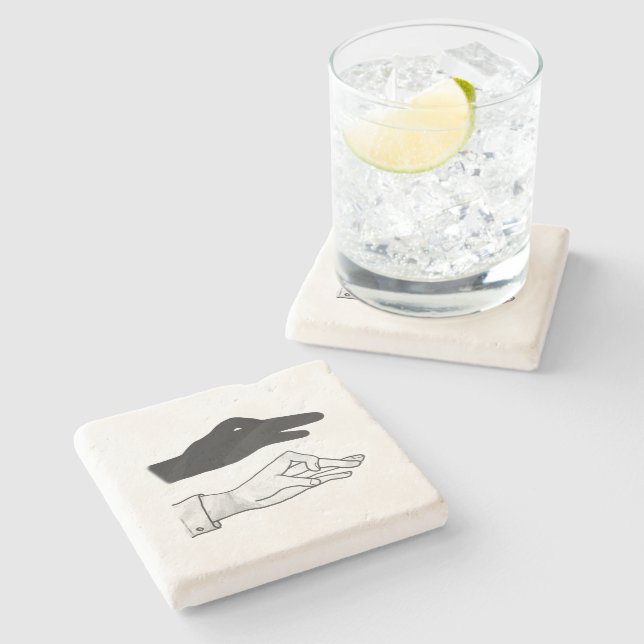 Hand Silhouette Duck Stone Coaster (Side)