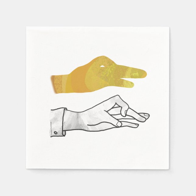 Hand Silhouette Duck Yellow Napkin (Front)