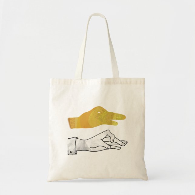 Hand Silhouette Duck Yellow Tote Bag (Front)