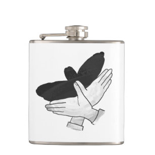 Hand Silhouette Eagle Hip Flask