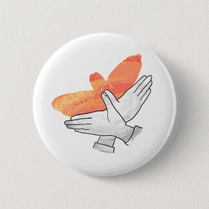 Hand Silhouette Eagle Orange 6 Cm Round Badge