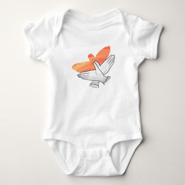 Hand Silhouette Eagle Orange Baby Bodysuit (Front)