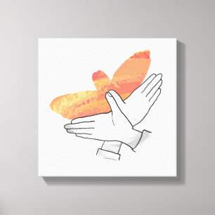 Hand Silhouette Eagle Orange Canvas Print
