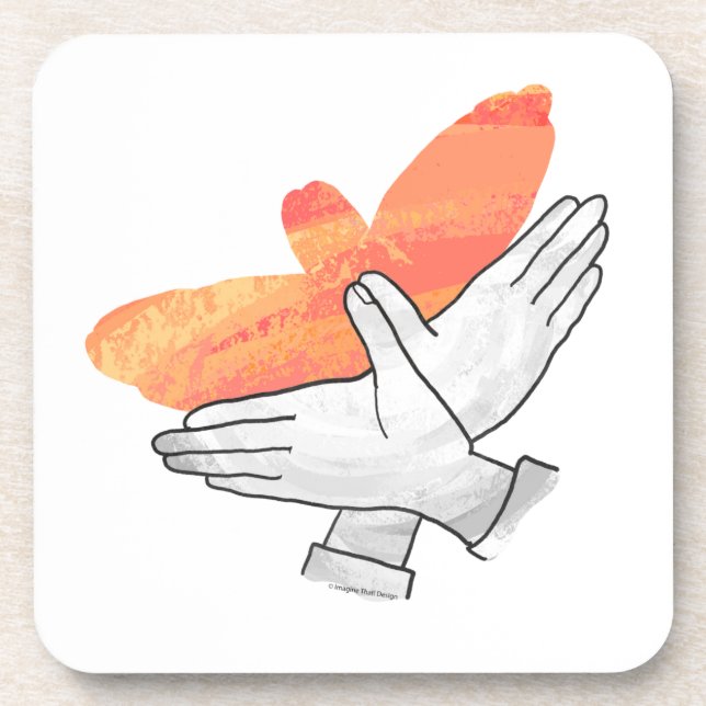 Hand Silhouette Eagle Orange Coaster (Front)
