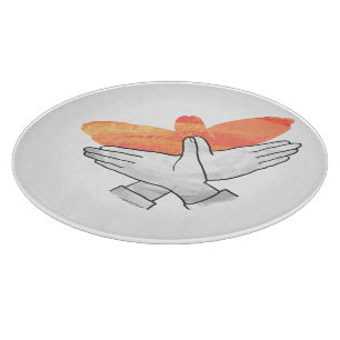 Hand Silhouette Eagle Orange Cutting Board