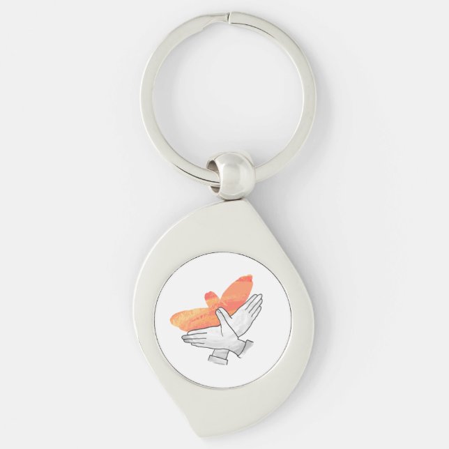 Hand Silhouette Eagle Orange Key Ring (Front)