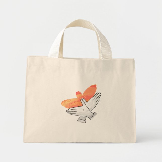 Hand Silhouette Eagle Orange Mini Tote Bag (Front)