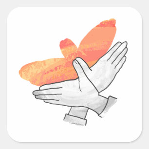 Hand Silhouette Eagle Orange Square Sticker