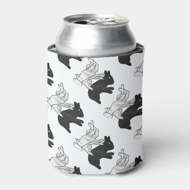 Hand Silhouette Rabbit Can Cooler (Can Front)